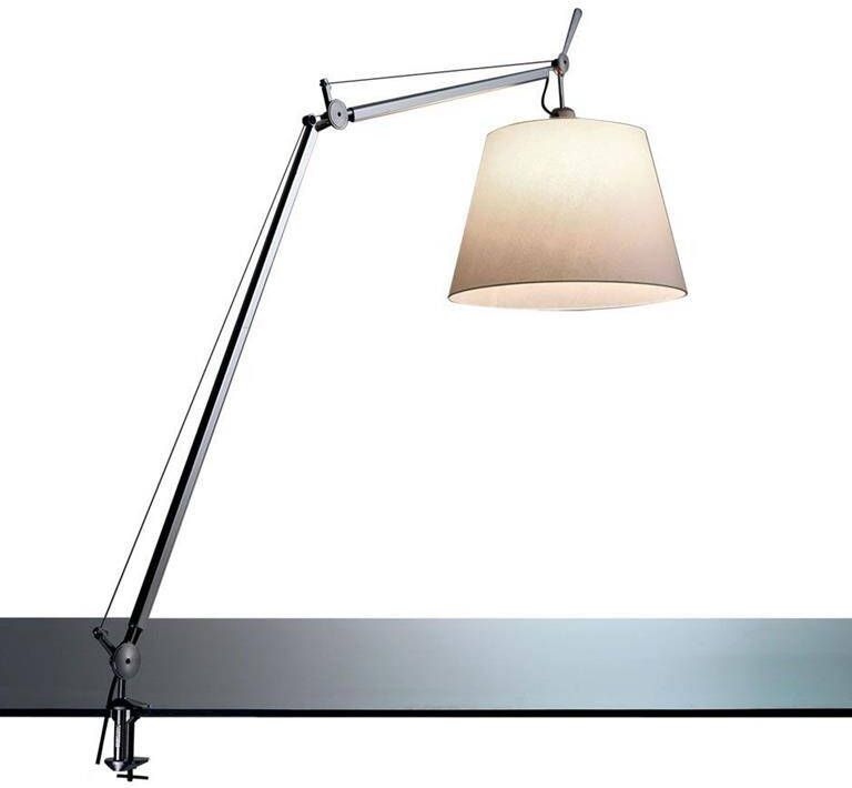 Artemide Tolomeo Mega klemlamp retrofit met schakelaar 32cm perkament