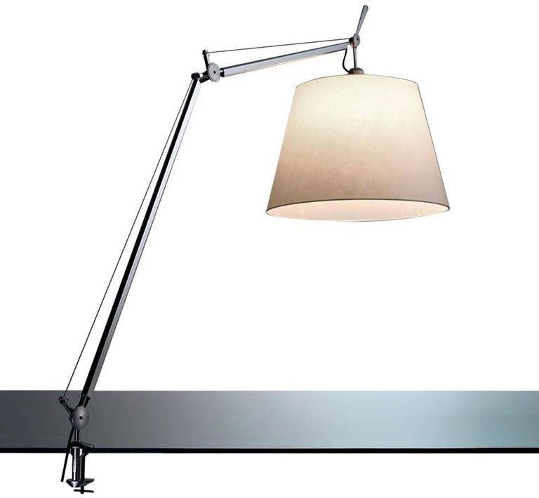 Artemide Tolomeo Mega klemlamp retrofit met schakelaar 36cm perkament