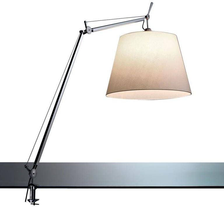 Artemide Tolomeo Mega klemlamp retrofit met schakelaar 42cm perkament