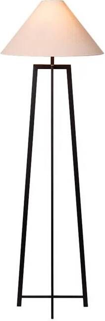 Atmooz by Charrell Atmooz Leoni Staande Lamp Zwart Witte Linnen Lampenkap 170 cm Hoog Metaal E27 Fitting 60W