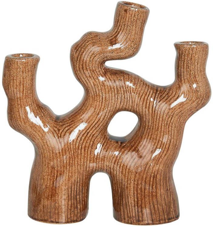 Beliani BARBUS Bloemenvaas Bruin 31 cm Steengoed