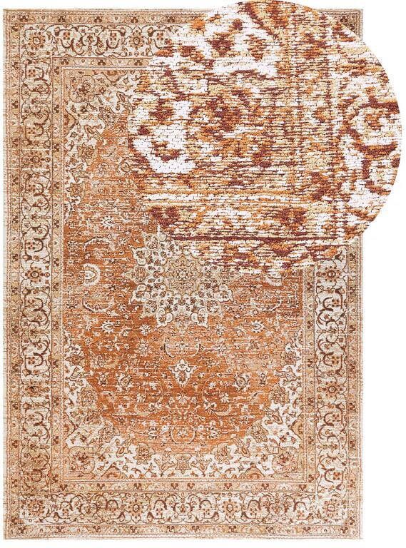Beliani -HAYAT-Laagpolig vloerkleed-Oranje-160 x 230 cm-Katoen
