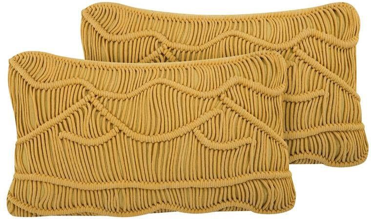 Beliani KIRIS Sierkussen set van 2 Geel 30 x 50 cm Katoen