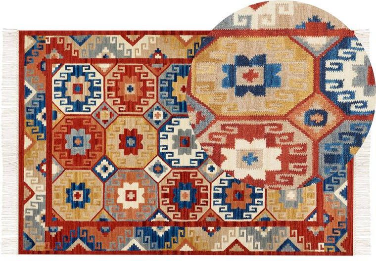 Beliani LUSARAT Kelim vloerkleed Multicolor 200 x 300 cm Wol