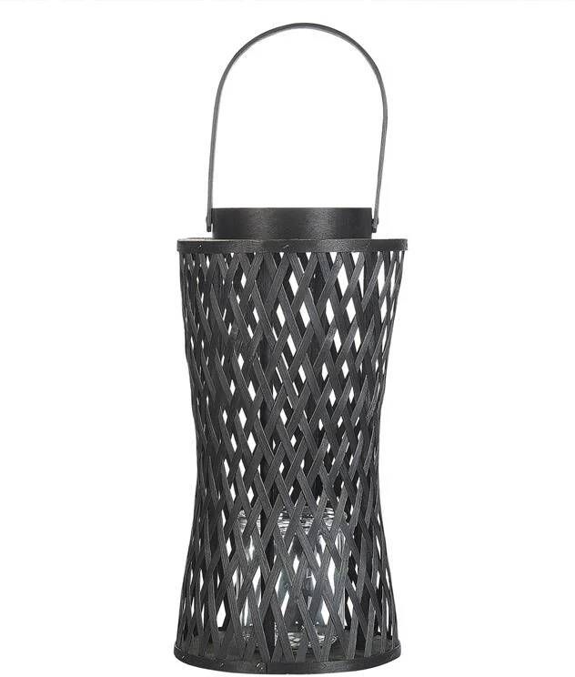 Beliani MACTAN Lantaarn Zwart 38 cm Bamboe