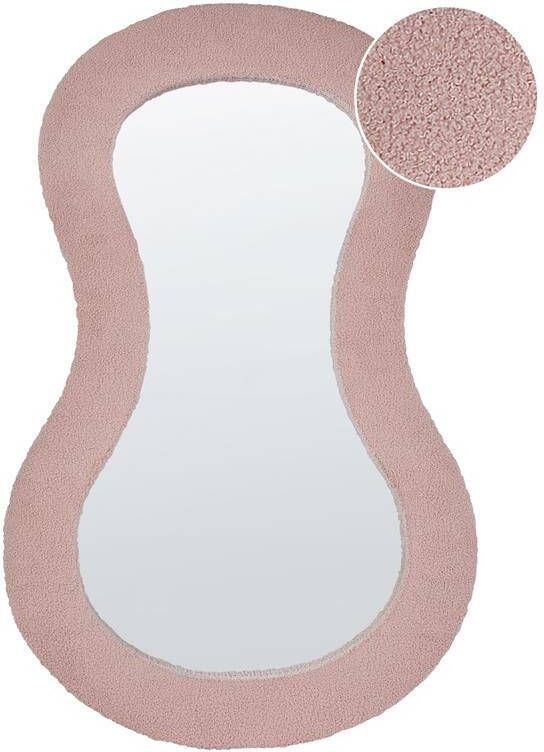 Beliani PLANCHEZ Wandspiegel Roze 70 x 112 cm Bouclé