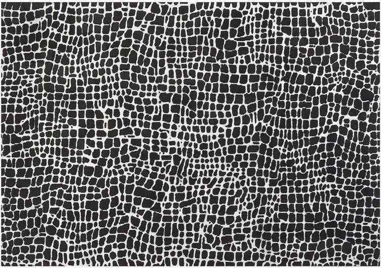 Beliani PUNGE Vloerkleed Zwart|Wit 160 x 230 cm Polyester