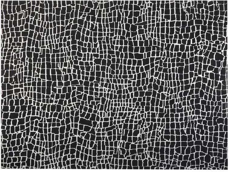 Beliani PUNGE Vloerkleed Zwart|Wit 300 x 400 cm Polyester