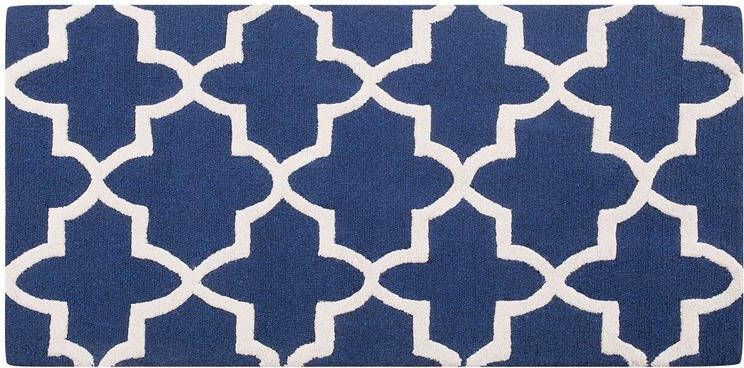 Beliani SILVAN Laagpolig vloerkleed Blauw 80 x 150 cm Wol - Foto 2