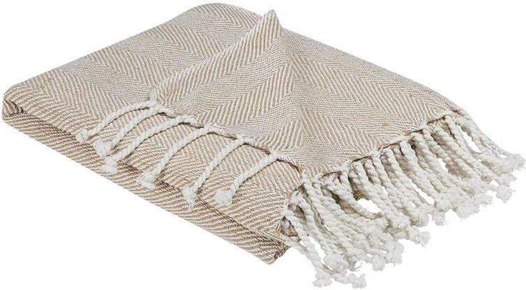Beliani TILMI Plaid Beige 130 x 160 cm Katoen