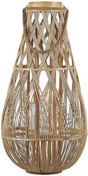 Beliani TONGA windlichtzuilen-Lichte houtkleur-Bamboehout