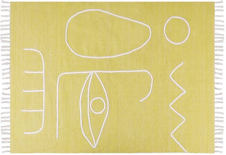 Beliani YAVU Vloerkleed Geel 140 x 200 cm Polyester