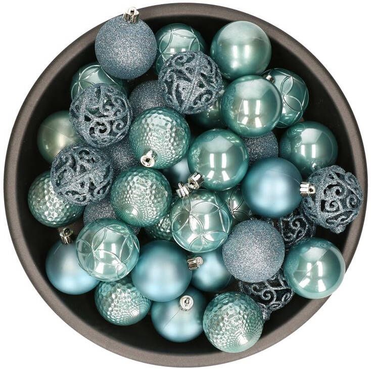 Bellatio Decorations Kerstballen 37ST mix ijsblauw 6 cm