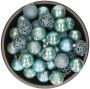 Bellatio Decorations 37x stuks kunststof kerstballen ijsblauw (arctic blue) 6 cm glans mat glitter mix Kerstbal - Thumbnail 2
