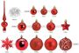 Bellatio Decorations Pakket met 110x stuks kunststof kerstballen ornamenten met piek rood Kerstbal - Thumbnail 2