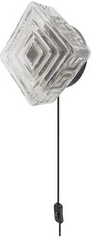 BePureHome Piazza Wandlamp Metaal|Glas Zwart 20x20x14