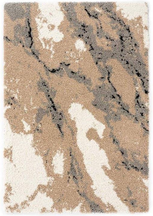 Boho&me Hoogpolig vloerkleed Marble Artisan beige 200x300 cm