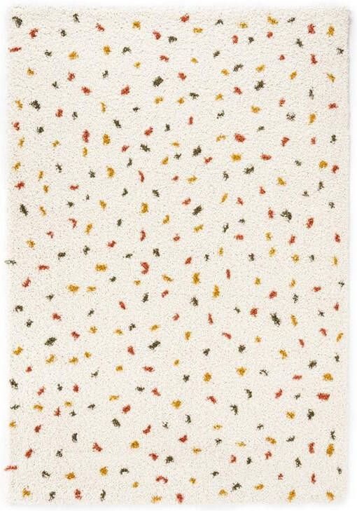 Boho&me Hoogpolig vloerkleed stippen Artisan wit|multi 160x230 cm