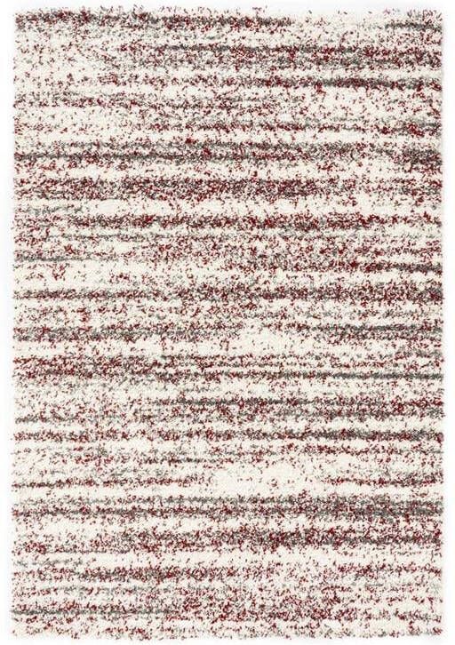 Boho&me Hoogpolig vloerkleed strepen Artisan grijs|rood 100x200 cm
