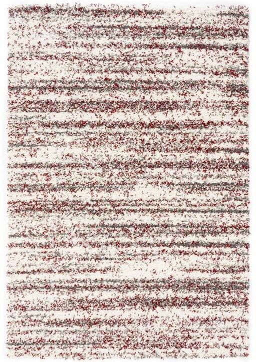 Boho&me Hoogpolig vloerkleed strepen Artisan grijs|rood 160x230 cm