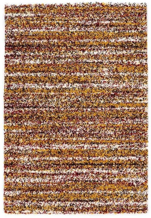 Boho&me Hoogpolig vloerkleed strepen Artisan multi|okergeel