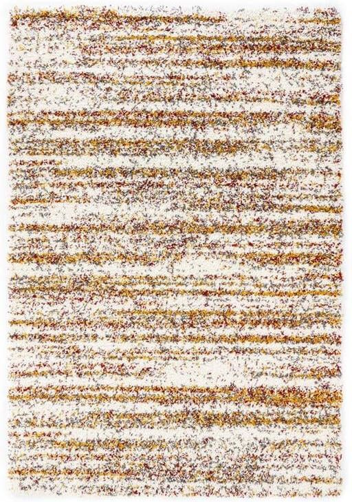 Boho&me Hoogpolig vloerkleed strepen Artisan wit|multi 100x200 cm