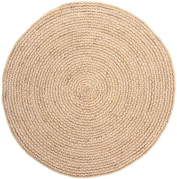Boho&me Jute vloerkleed rond Braided wit|naturel 120 cm rond