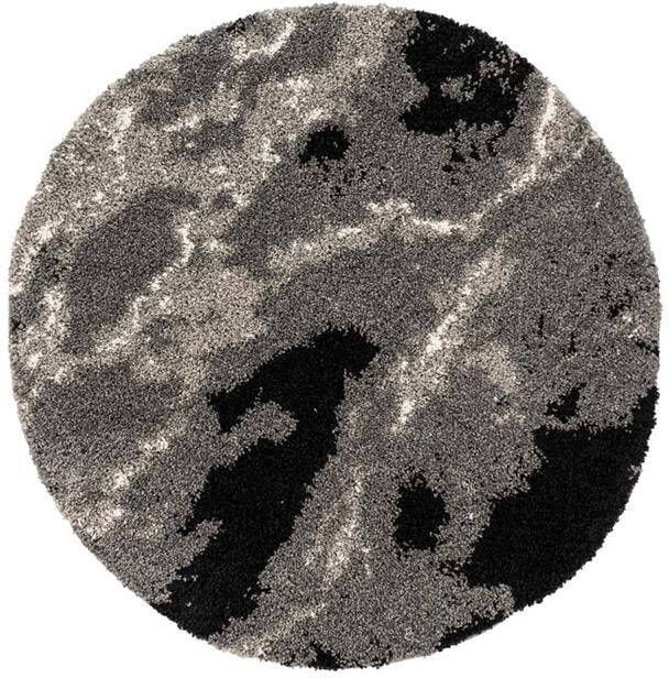 Boho&me Rond hoogpolig vloerkleed Marble Artisan grijs 120 cm rond