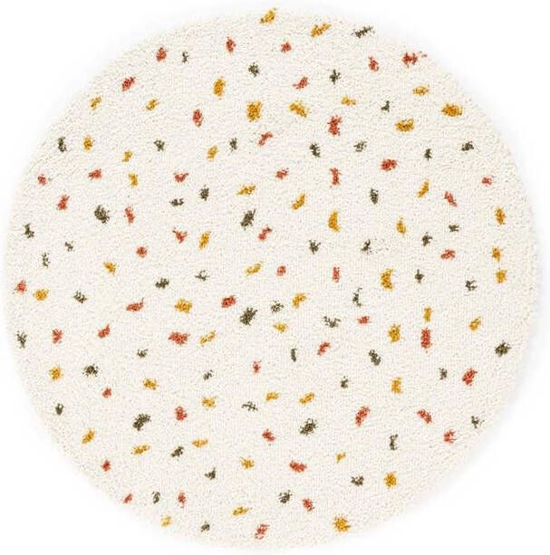 Boho&me Rond hoogpolig vloerkleed stippen Artisan wit|multi 280 cm