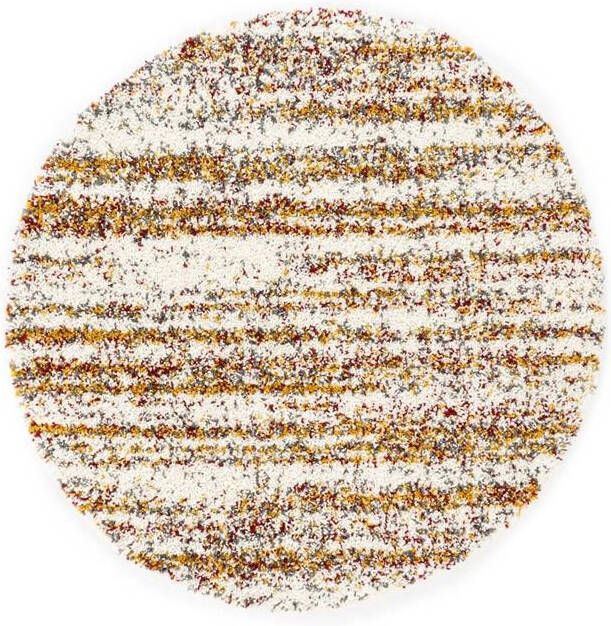 Boho&me Rond hoogpolig vloerkleed strepen Artisan wit|multi 280 cm