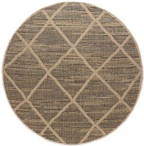 Boho&me Rond jute buitenkleed ruiten Sunny naturel 300 cm rond