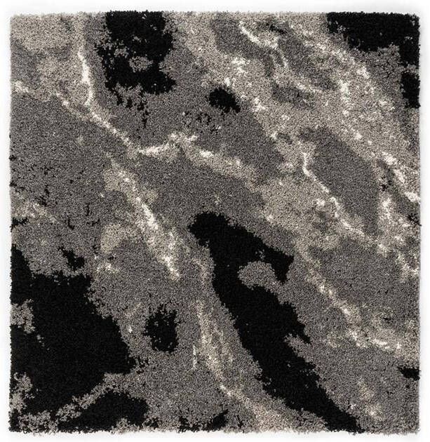 Boho&me Vierkant hoogpolig vloerkleed Marble Artisan grijs 280x280