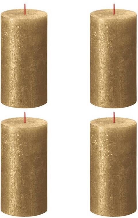 Bolsius Stompkaarsen Shimmer 4 st rustiek 130x68 mm goudkleurig - Foto 3