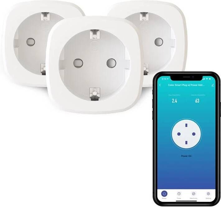 Calex Slimme Stekker 3 stuks Smart Plug met Energiemeter Wit