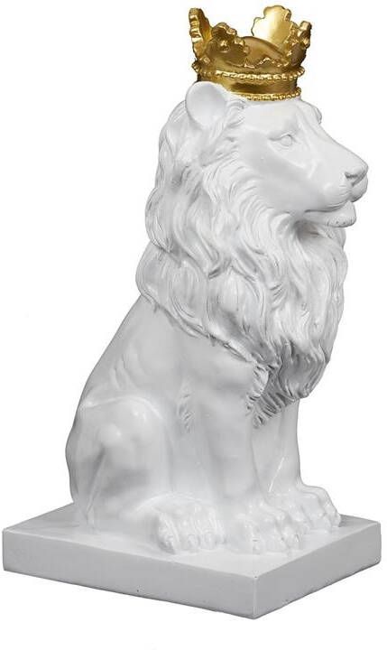 CASA DI ELTURO Decoratief beeld Royal Lion Wit H30 cm
