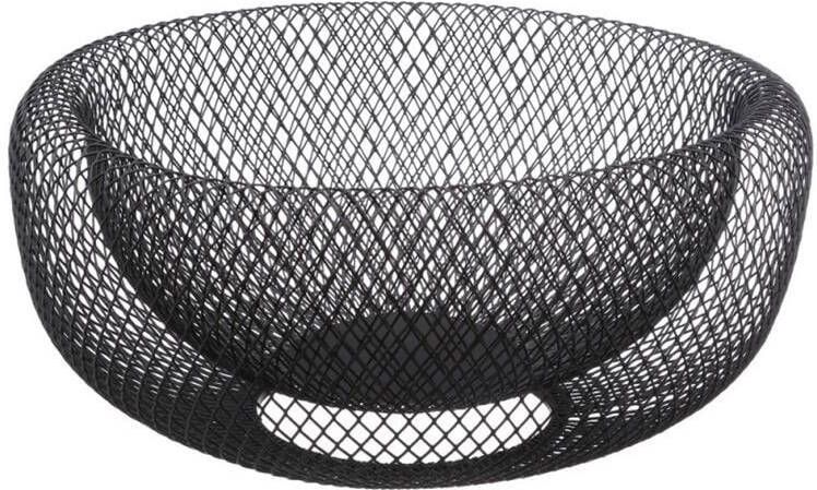 CASA DI ELTURO Fruitmand Opbergmand Mesh Zwart Ø 27cm
