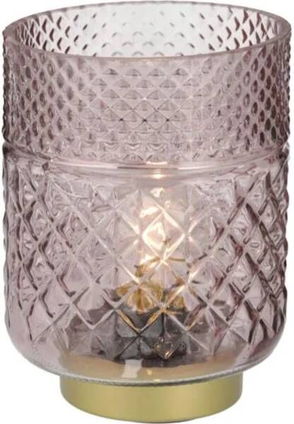 CASA DI ELTURO LED-lamp Cristal Roze H17 cm Werkt op batterijen (incl. lamp)