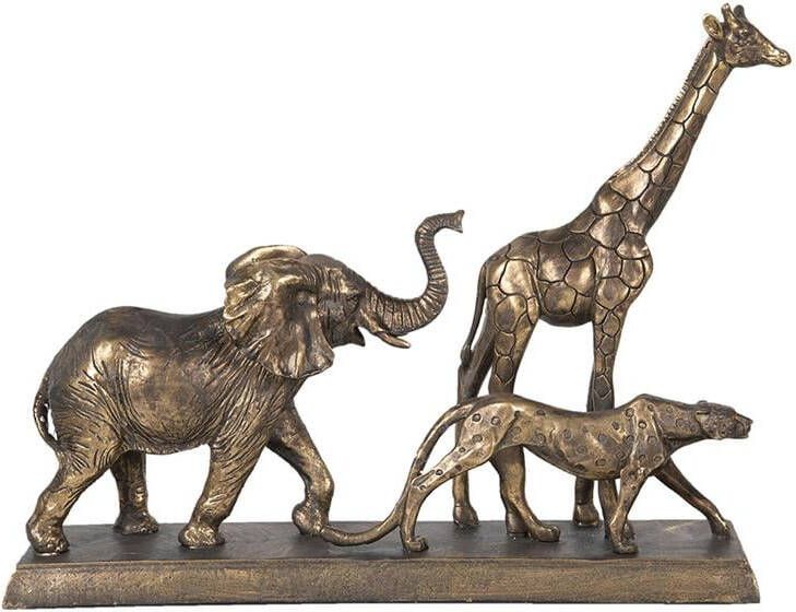 Clayre & Eef Beeld Wilde dieren 44x10x33 cm Goudkleurig Polyresin Dieren Woonaccessoires Goudkleurig Woonaccessoires