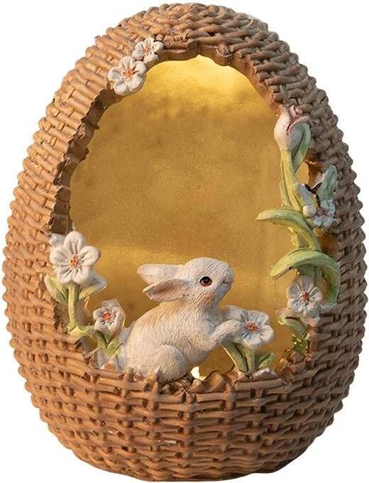 Clayre & Eef Beeld Konijn 15 Cm Bruin Kunststof Woonaccessoires Paashaas Pasen Bruin Woonaccessoires Paashaas