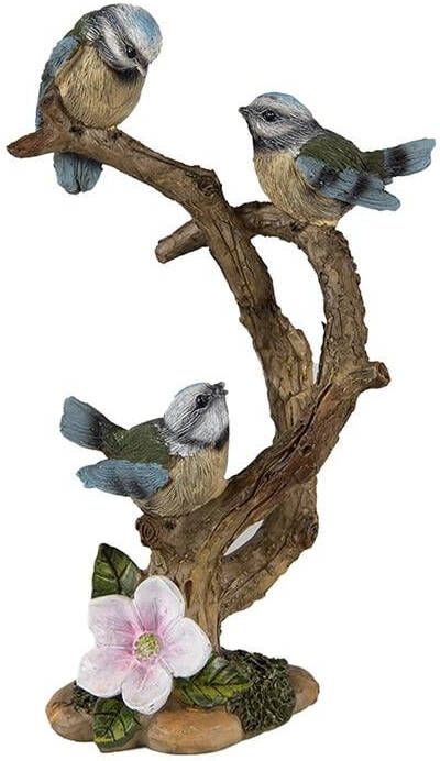 Clayre & Eef Beeld Vogels 22 Cm Bruin Blauw Kunststof Woonaccessoires Beeld Decoratie Decoratieve Accessoires Bruin