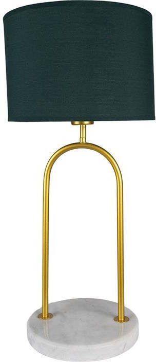 Clayre & Eef Bureaulamp Ø 28x62 cm Groen Goudkleurig Ijzer Textiel Tafellamp Groen Tafellamp