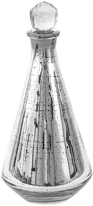 Clayre & Eef Decoratie Fles Ø 12x26 cm Zilverkleurig Glas