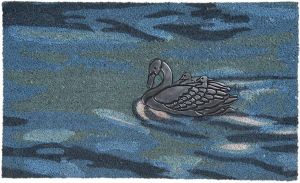 Clayre & Eef Deurmat 75x45 cm Blauw Kokosvezel Rubber Rechthoek Eend
