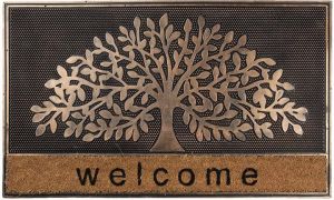 Clayre & Eef Deurmat Boom 75x45 cm Zwart Bruin Kokosvezel Rubber