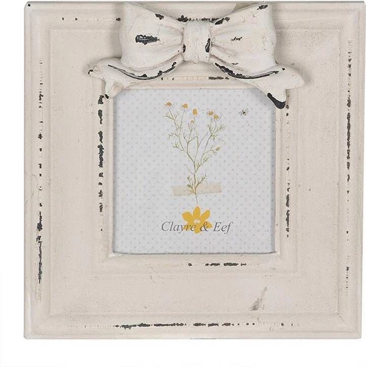 Clayre & Eef Fotolijst 7x7 cm Wit Houtproduct Fotokader