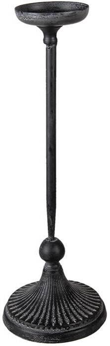 Clayre & Eef Kandelaar Ø 18x51 Cm Zwart Ijzer Kaarsenstandaard Kaarsenhouder Zwart Kaarsenstandaard Kaarsenhouder