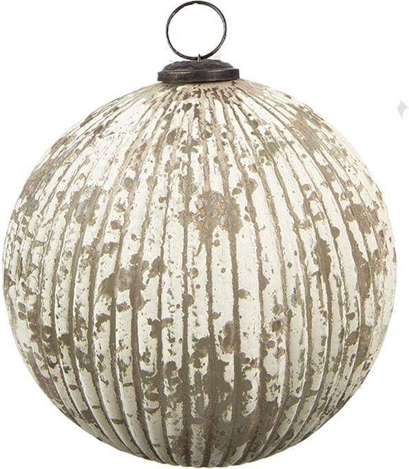 Clayre & Eef Kerstbal Ø 20 cm Beige Glas Rond Kerstdecoratie