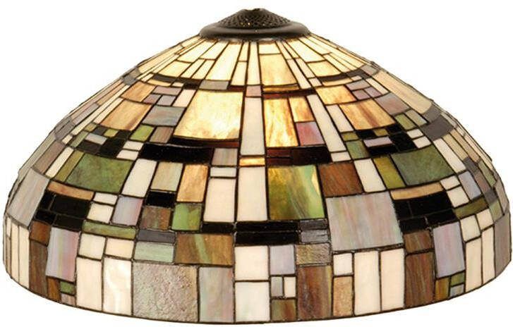 Clayre & Eef Lampenkap Tiffany Ø 50x27 cm Beige Groen Glas Driehoek