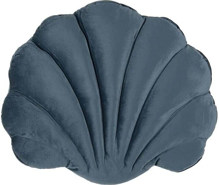 Clayre & Eef Sierkussen Schelp 38x48 cm Blauw Polyester Kussenhoes met Kussenvulling Blauw Kussenhoes met Kussenvulling