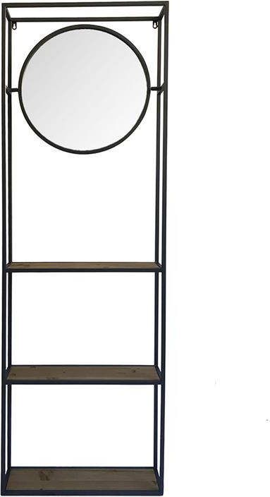 Clayre & Eef Wandspiegel 53*15*165 cm Zwart Hout glas Grote Spiegel